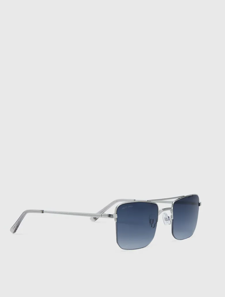 BNWT Pretty Green Brow Bar Metal Sunglasses In Silver RRP £110 Filter Category 3